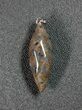 Green Agatized Dinosaur Bone (Gembone) Twist Pendant #54082-3